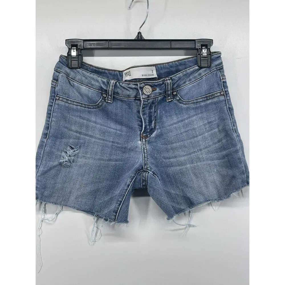 RSQ Jeans Shorts Womens Size 3 Miami Jegging Blue Wash‎ Denim Distressed Summer